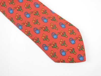 HERMES - Paris : Silk tie with flowerpot...
