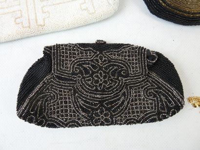 LOT of five clutches or purses in pearls...
