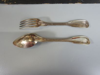 MENAGERE comprising 18 silver cutlery pieces,...