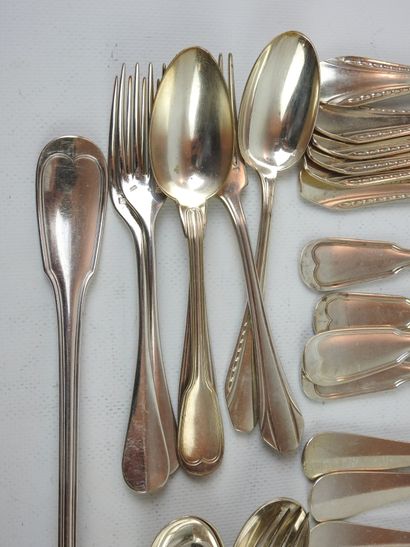 LOT OF silver plated cutlery including large...