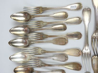 LOT of silver cutlery including twelve large...
