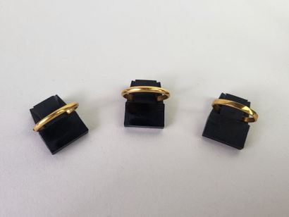 Lot of 3 wedding rings in 18K yellow gold...