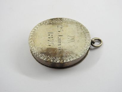 MEDAL PENDANT flower holder engraved silver...