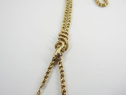 Tie necklace in yellow gold decorated with...