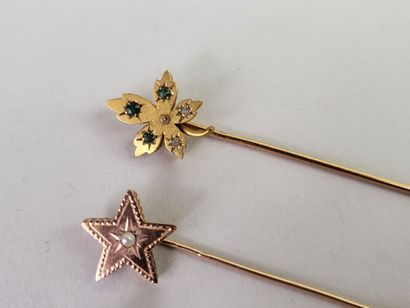 Lot of three 18K (750°/°°) yellow gold tie...
