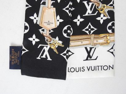 LOUIS VUITTON-PARIS: Black silk twilly. Wear...