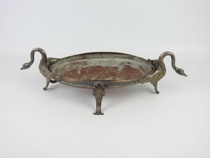 Silvered bronze centerpiece of oval shape...