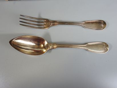 MENAGERE comprising 18 silver cutlery pieces,...