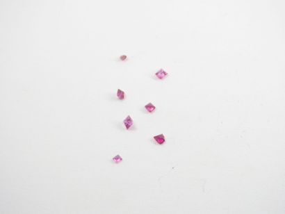 SEVEN small rubies on paper