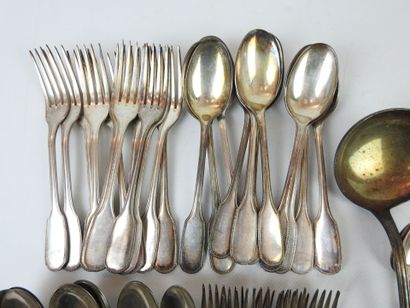 A silver-plated cutlery set with pearl decoration...