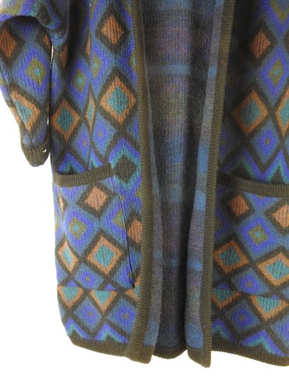 KENZO PARIS: Pure wool knit coat with hood...