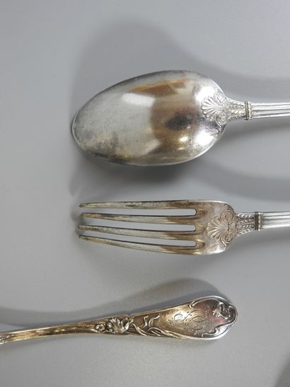 Eleven silver spoons, hallmark Minerve, Art...