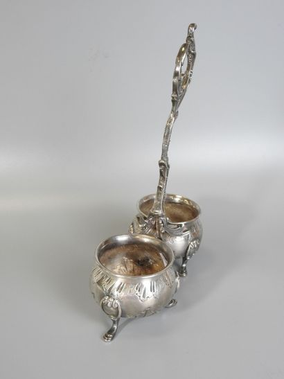 MONTURE of oil and vinegar cruet in silver...