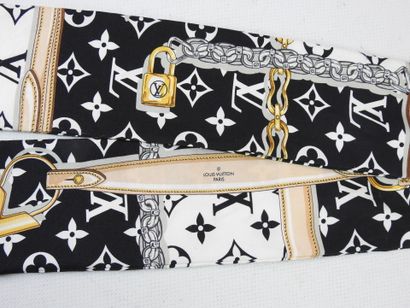 LOUIS VUITTON-PARIS: Black silk twilly. Wear...