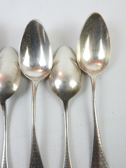 SIX COFFEE SPoons in silver with guilloche...