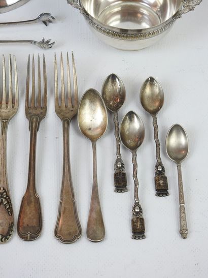LOT of silver plated metal including cutlery,...