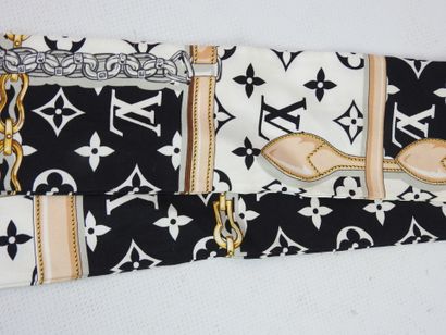 LOUIS VUITTON-PARIS: Black silk twilly. Wear...