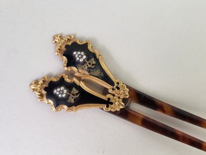 18K (750°/°°) yellow gold and tortoiseshell...