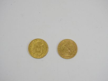 TWO 20 francs gold coins napoleon III 1868...