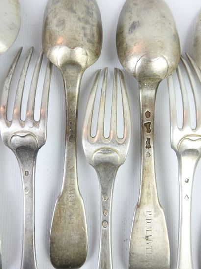 COUVERTS in silver model uni-flat marks Coq,...