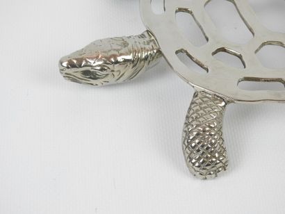 Silver plated metal plate in the shape of...
