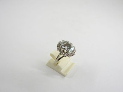Antique daisy ring (1920/1930) in white gold...
