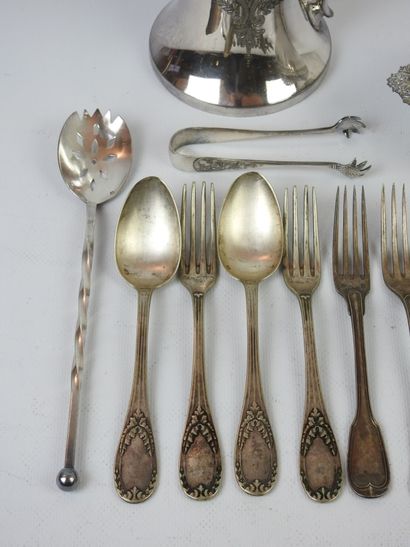 LOT of silver plated metal including cutlery,...
