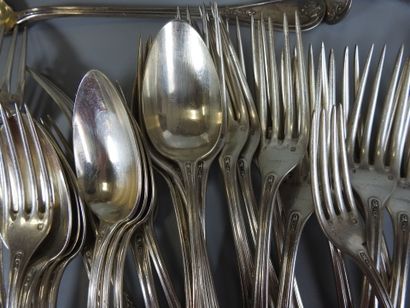 Part of a silver cutlery set with Silz inscription,...