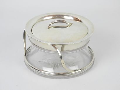 MAPPIN & WEBB: Glass jam jar with silver...