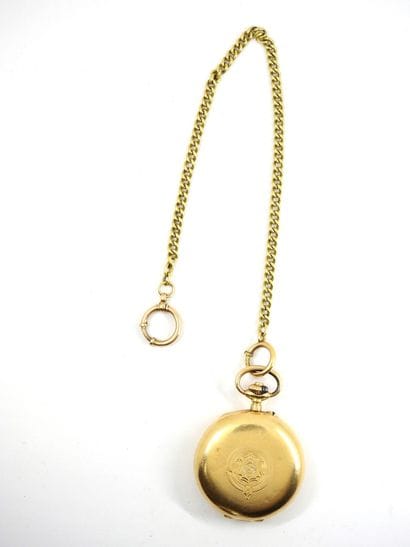 POCKET WATCH with chain in yellow gold 750...