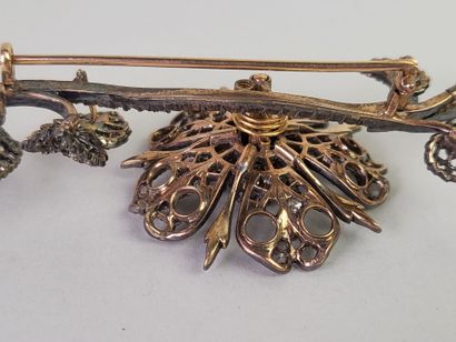 18K (750°/°°) yellow gold and silver (800°/°°)...