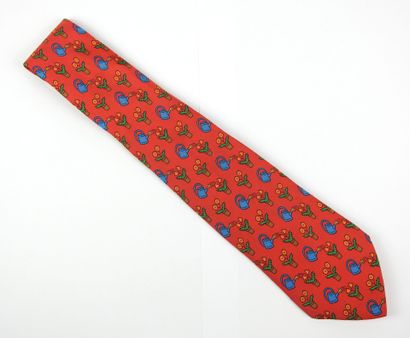 HERMES - Paris : Silk tie with flowerpot...