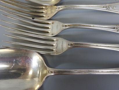 Part of a silver cutlery set with Silz inscription,...