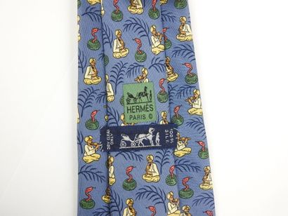 HERMES - Paris : Silk tie with snake charmer...
