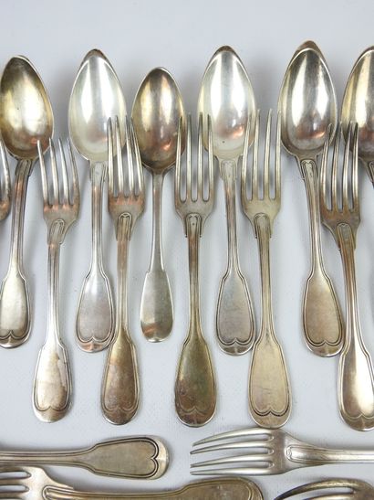 LOT of silver cutlery including twelve large...