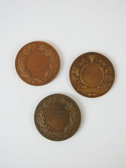 Lot of three bronze medals French Republic...