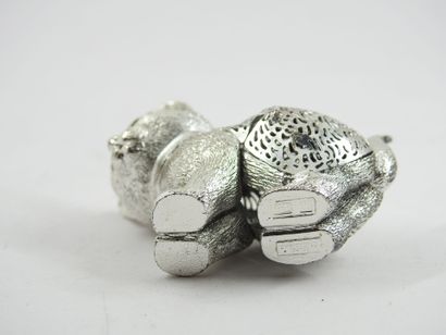 CHRISTOFLE : Miniature cat in silver plated...