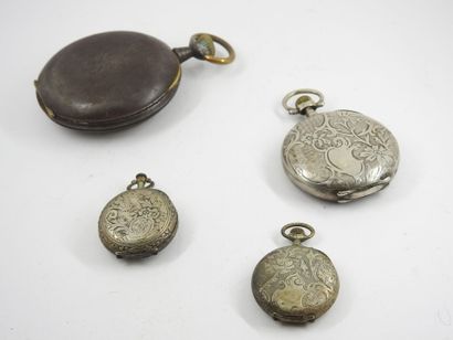 THREE silver pocket and neck watches, gross...