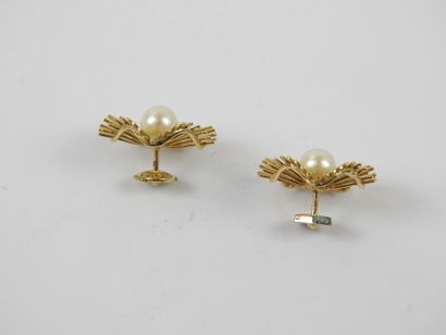 Pair of earrings in gold 750 thousandth and...