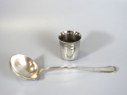 CHRISTOFLE: Gallia tumbler and ladle in silver...