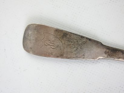 RAGOUT SPOON in silver, monogram in a shield...