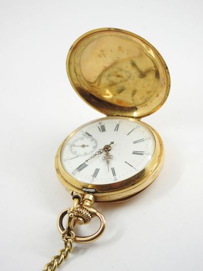 POCKET WATCH with chain in yellow gold 750...