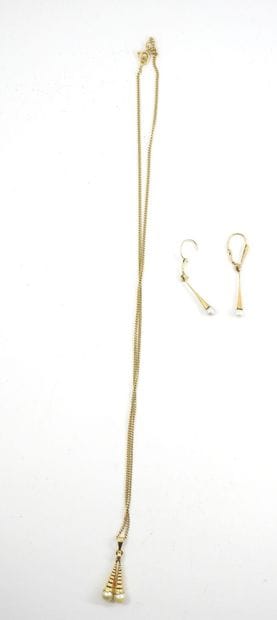 SET of yellow gold 750 thousandth and pearls...