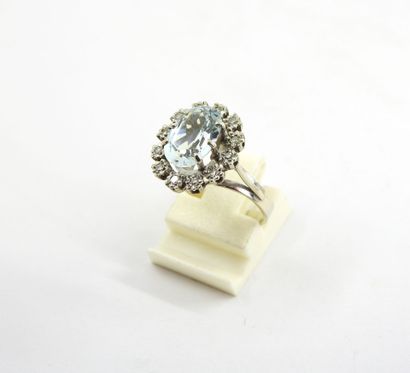 Antique daisy ring (1920/1930) in white gold...