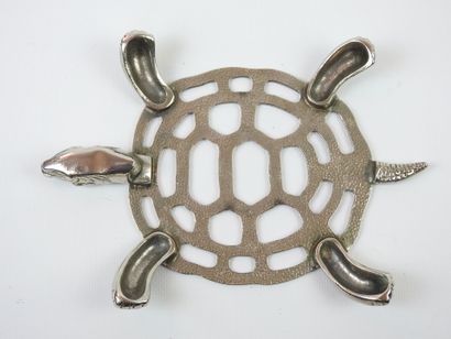 Silver plated metal plate in the shape of...
