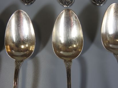 Eleven silver spoons, hallmark Minerve, Art...