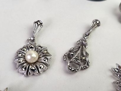 Lot of 20 silver jewels (800°/°°°) and marcasites...