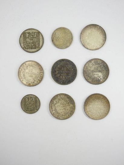 Silver coins including francs 1984 - 10 francs...