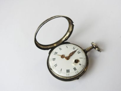 OIGNON WATCH in silver with white enamelled...