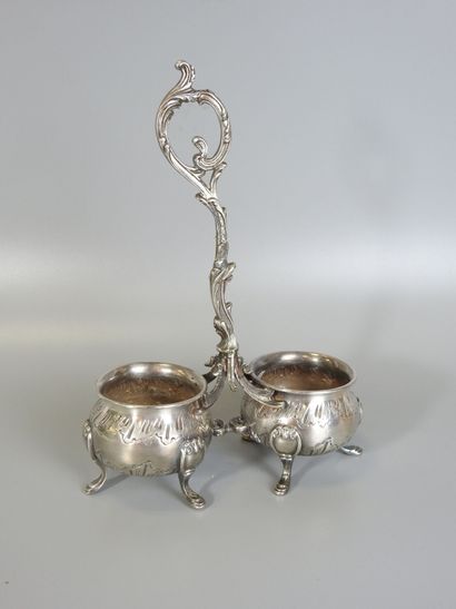 MONTURE of oil and vinegar cruet in silver...